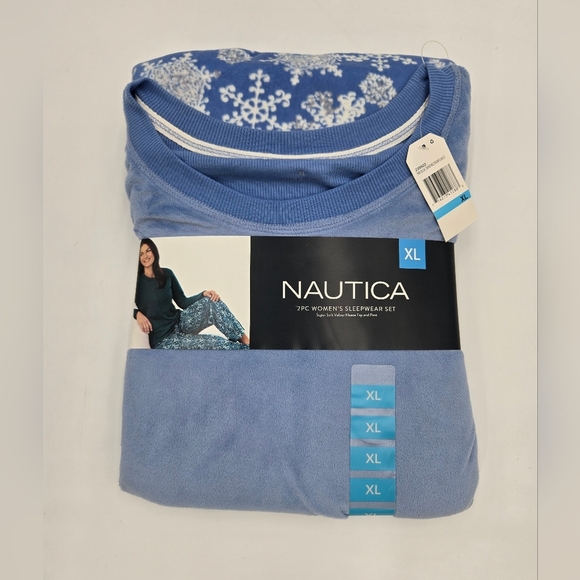 NWT Nautica 2 Pc. Women's Sleepwear Set Velour Fleece Size XL Blue - Picture 1 of 4
